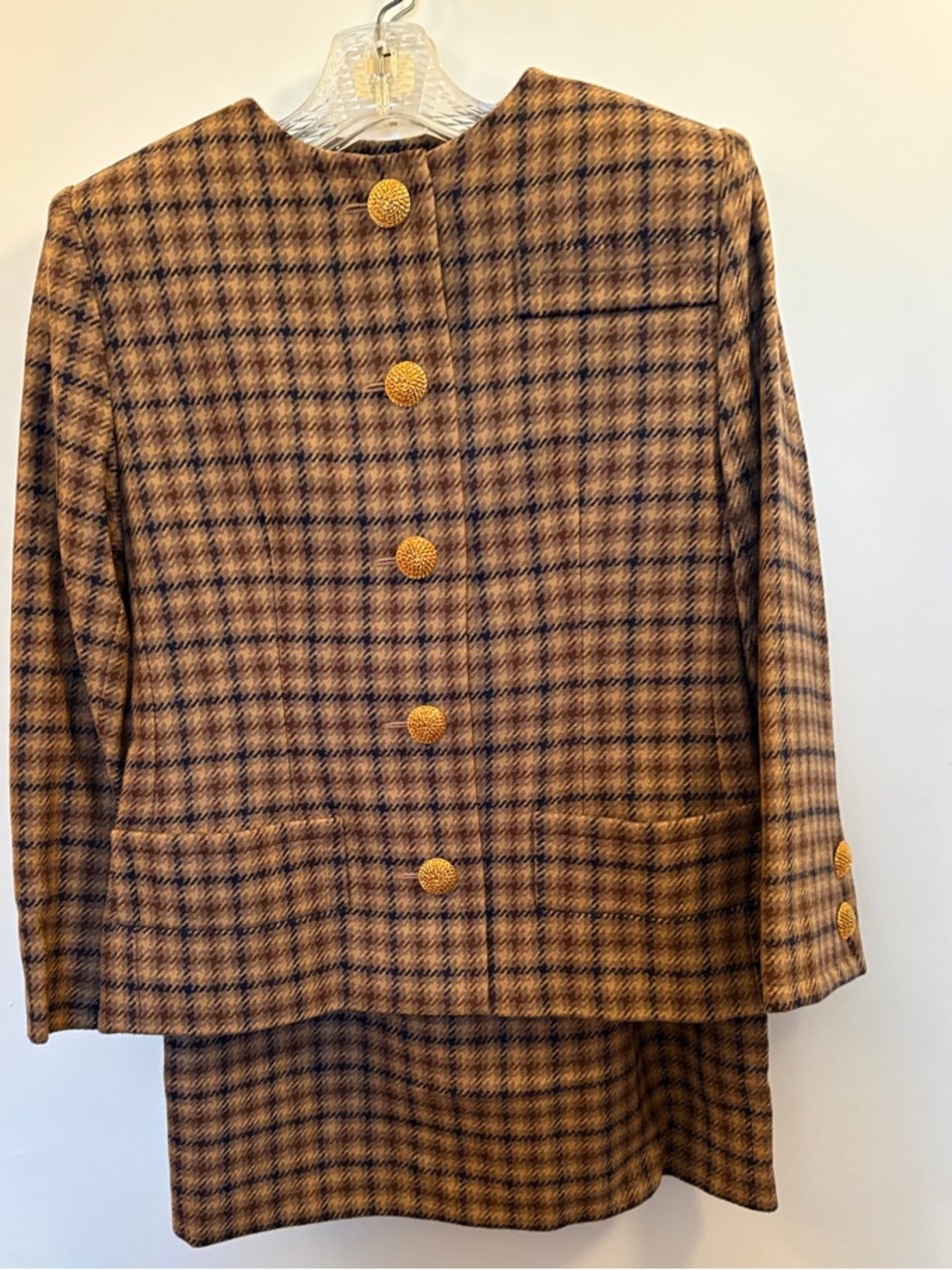 Givenchy Brown and Black Plaid Skirt Set